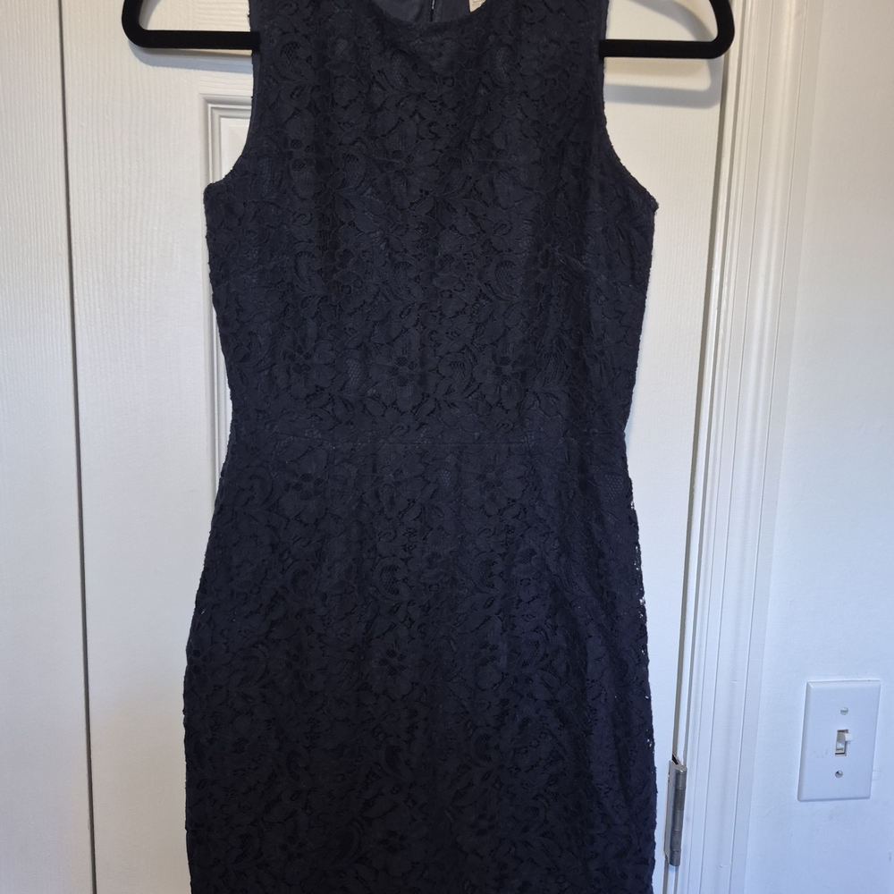 J. Crew Navy Sleeveless Lace Midi Dress